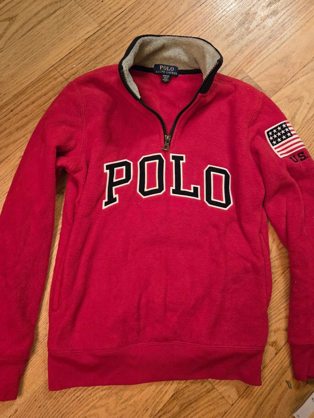 Polo Ralph Lauren U.S.A. Half-Zip Pullover Boys Red Half-Zip Fleece M (10-12)